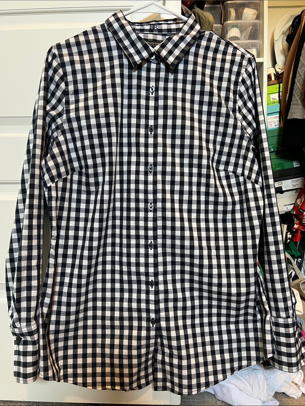 Women’s Navy & White Gingham Button-Up Shirt